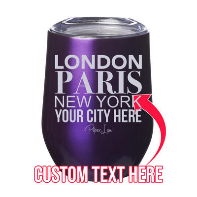 London Paris New York (CUSTOM) 12oz Stemless Wine Cup