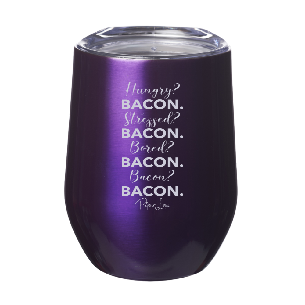 Hungry Bacon Stressed Bacon 12oz Stemless Wine Cup