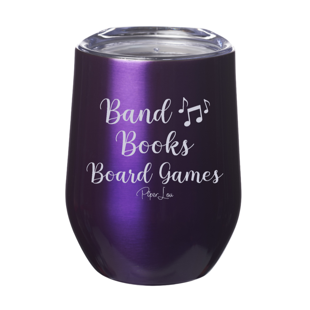 Band Books Board Games 12oz Stemless Wine Cup