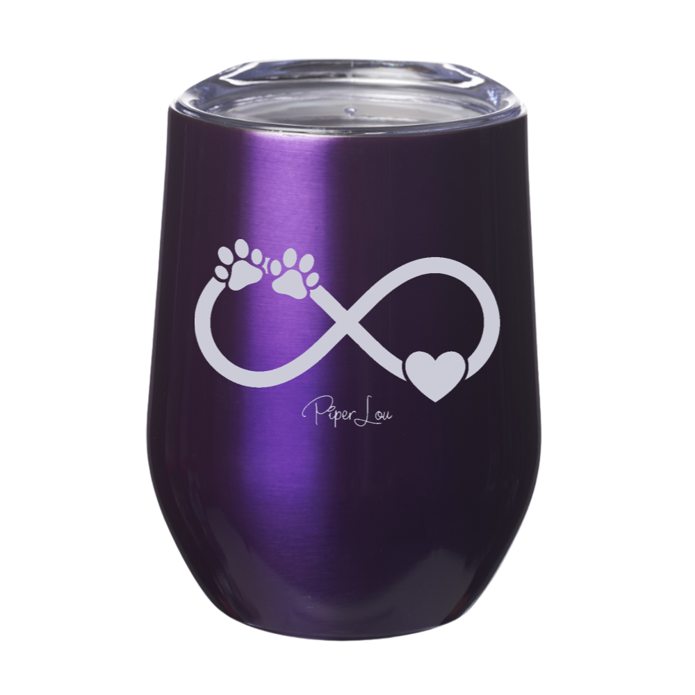 Infinity Paw Print Heart laser Etched Tumbler