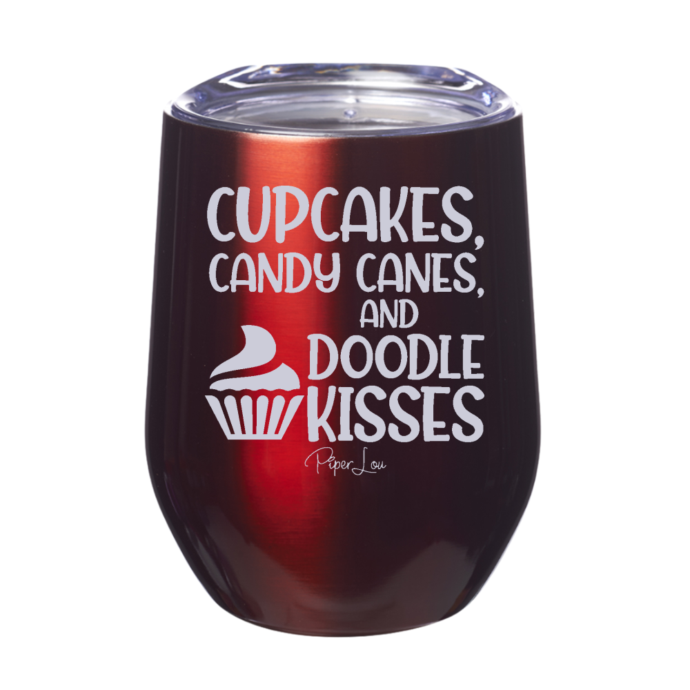 Cupcakes, Candy Canes and Doodle Kisses Stemless Wine Cup