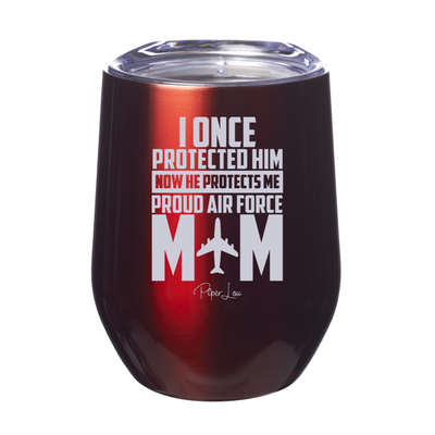 I Once Protected Him Proud Air Force Mom 12oz Stemless Wine Cup