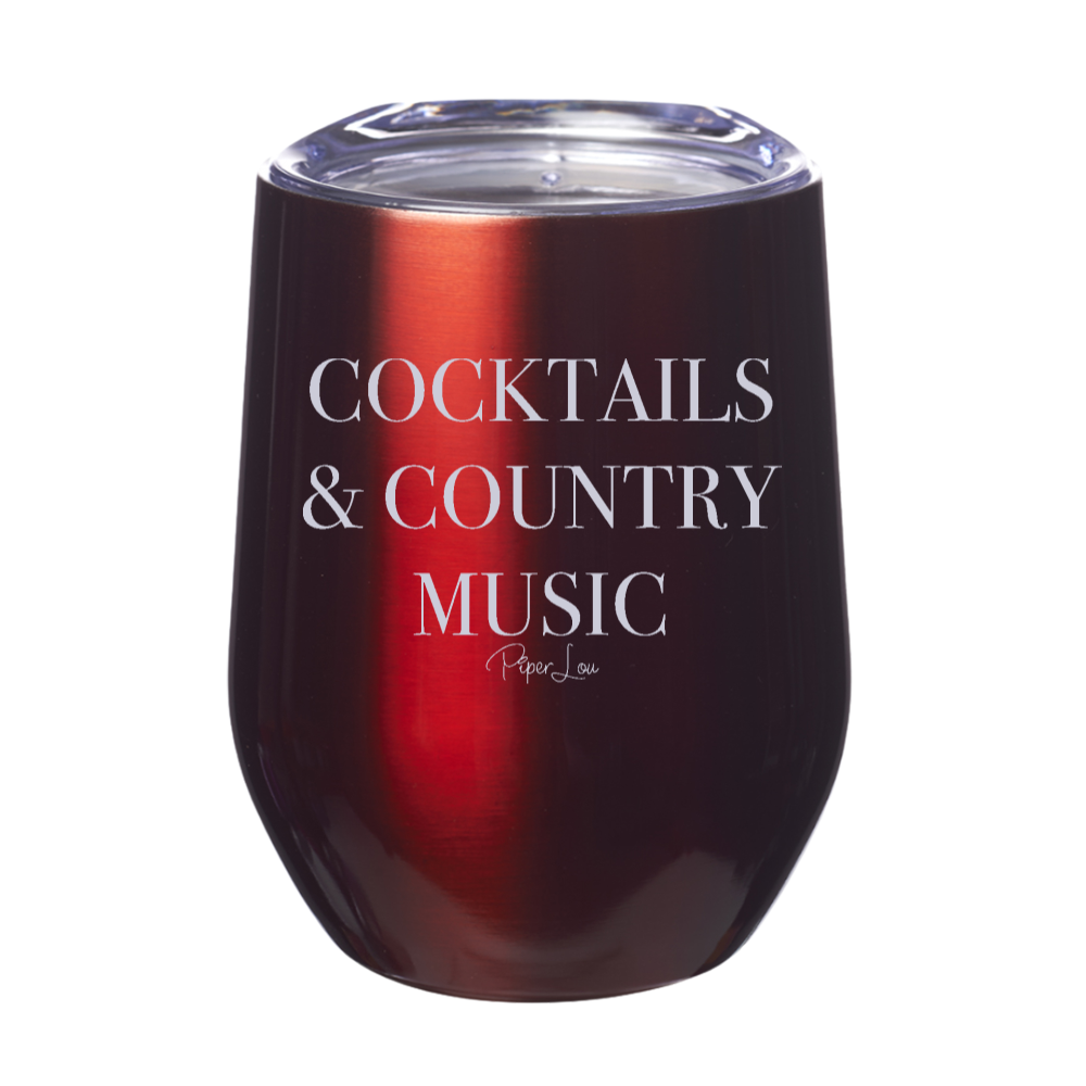 Cocktails And Country Music 12oz Stemless Wine Cup