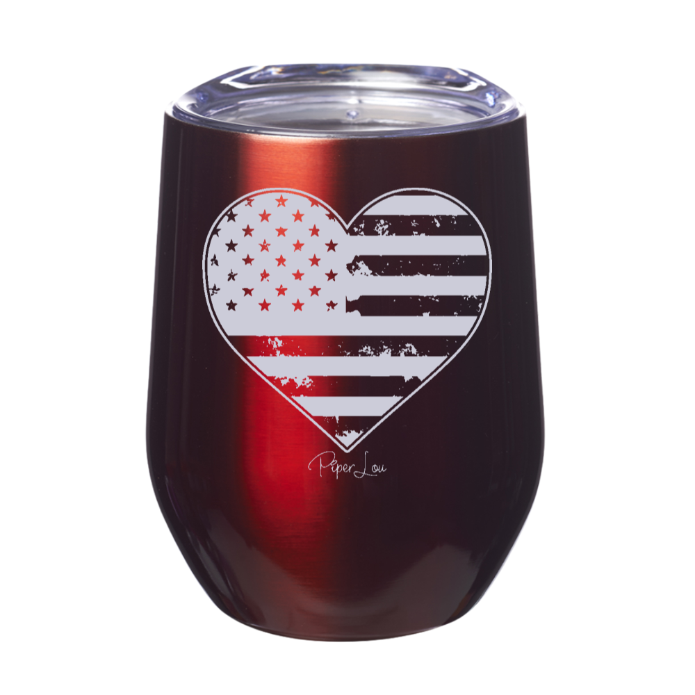 Fire Flag Heart 12oz Stemless Wine Cup