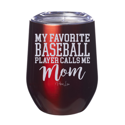 My Favorite Baseball Player Mom 12oz Stemless Wine Cup