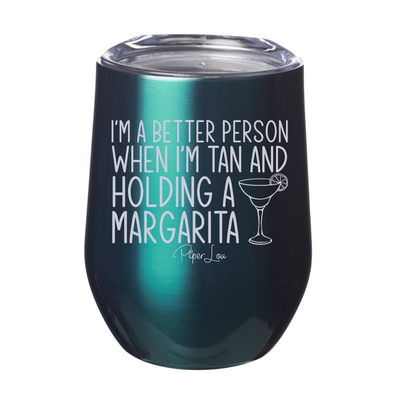 Tan And Holding A Margarita 12oz Stemless Wine Cup