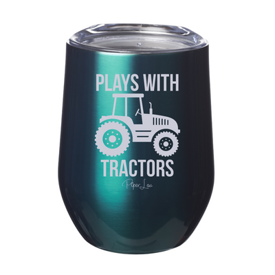 Plays With Tractors Laser Etched Tumbler