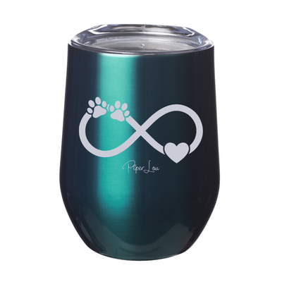 Infinity Paw Print Heart 12oz Stemless Wine Cup