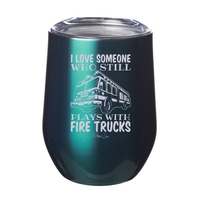 Plays With Fire Trucks Stemless Wine Cup