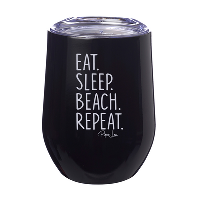 Eat Sleep Beach 12oz Stemless Wine Cup