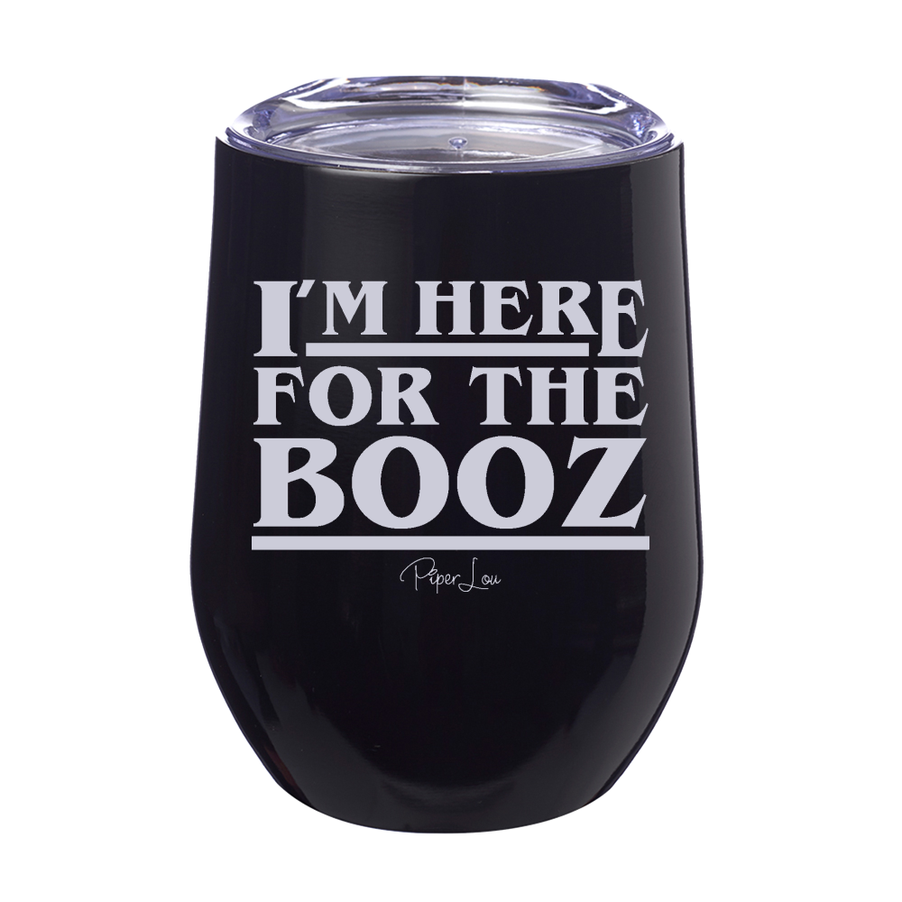 Here For The Booz Stranger Things 12oz Stemless Wine Cup