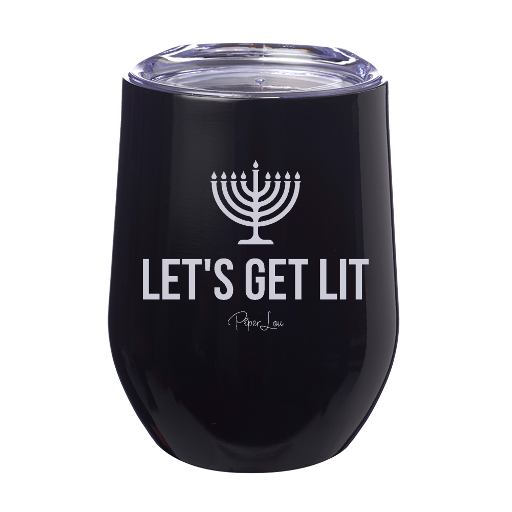 Let's Get Lit Menorah 12oz Stemless Wine Cup