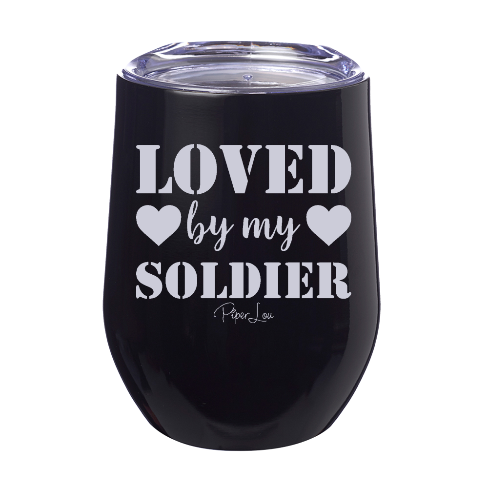 Loved By My Soldier 12oz Stemless Wine Cup