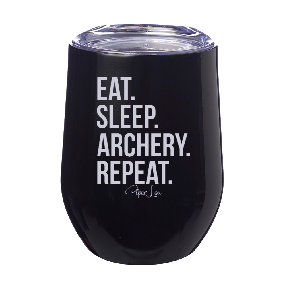 Eat Sleep Archery Repeat 12oz Stemless Wine Cup