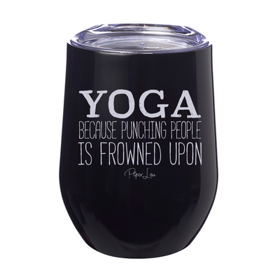 Yoga Because Punching 12oz Stemless Wine Cup