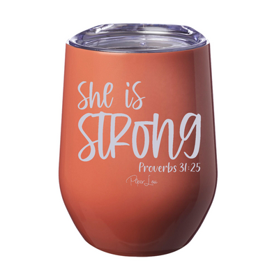 She Is Strong 12oz Stemless Wine Cup