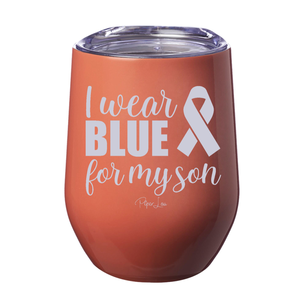 I Wear Blue For My Son 12oz Stemless Wine Cup