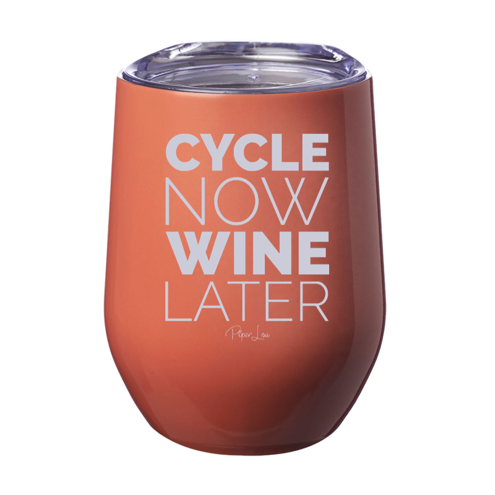 Cycle Now Wine Later I'd Rather 12oz Stemless Wine Cup