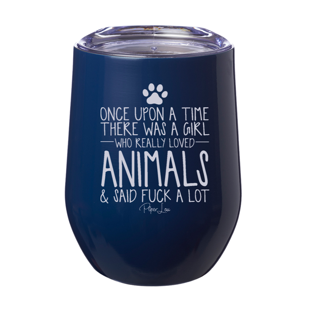 There Was A Girl Who Loved Animals 12oz Stemless Wine Cup