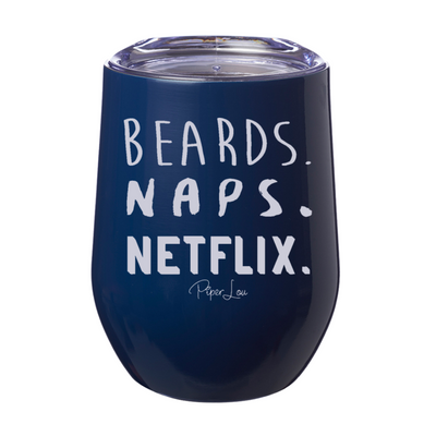 Beards Naps Netflix 12oz Stemless Wine Cup