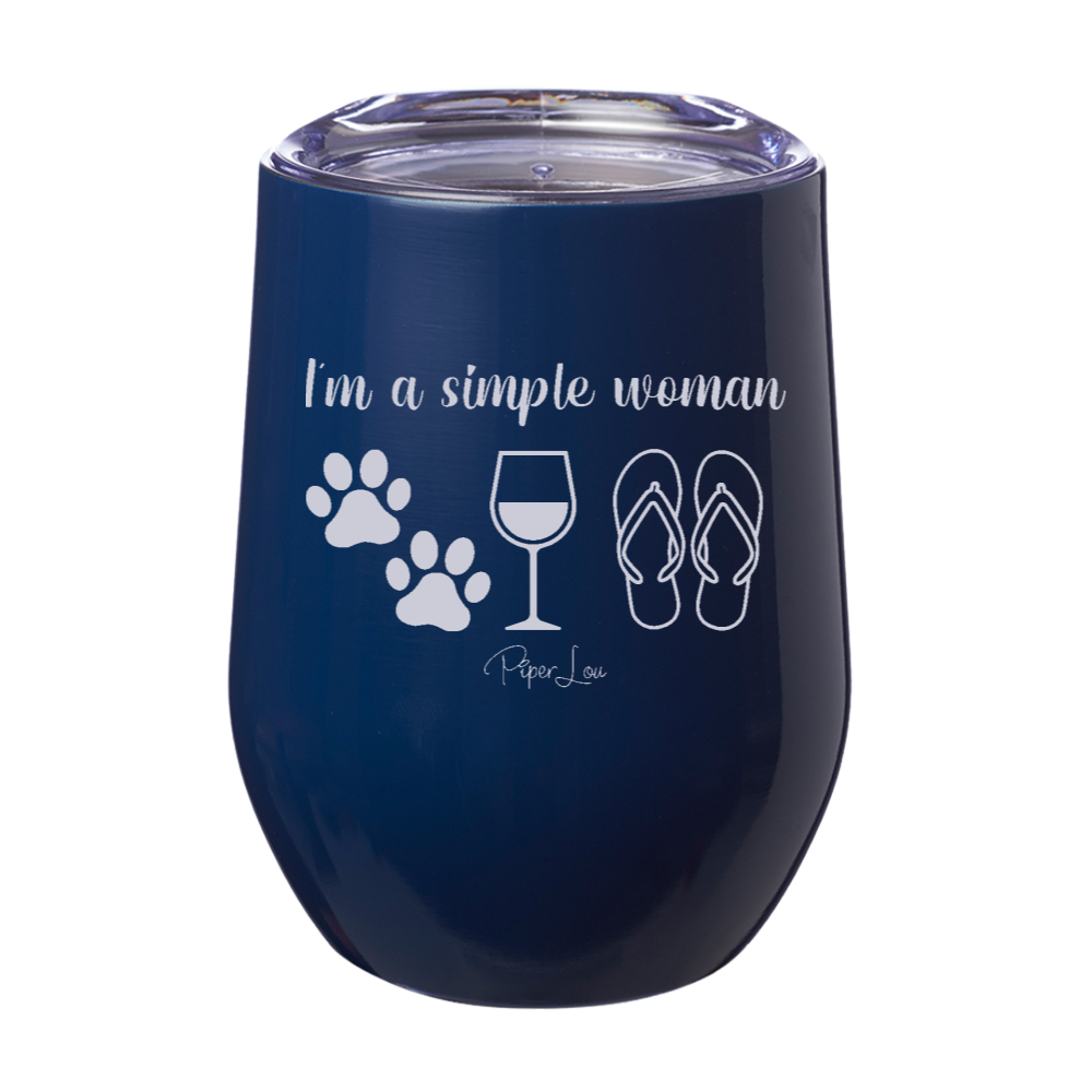 I'm A Simple Woman Paw Wine Flip Flops 12oz Stemless Wine Cup