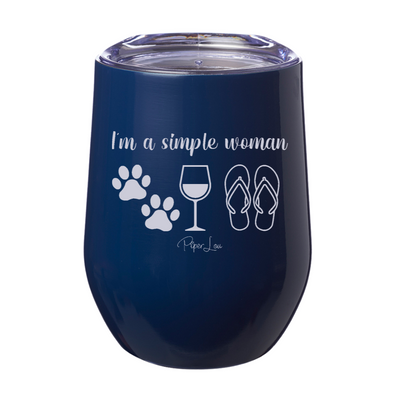 I'm A Simple Woman Paw Wine Flip Flops 12oz Stemless Wine Cup