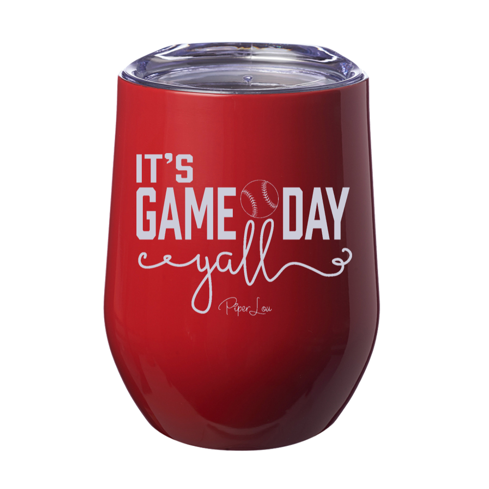 It's Gameday Y'all Baseball 12oz Stemless Wine Cup