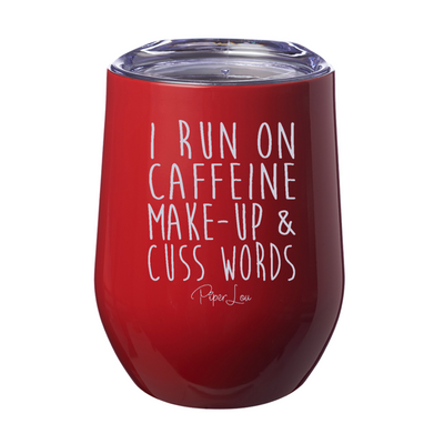 I Run On Caffeine Makeup 12oz Stemless Wine Cup
