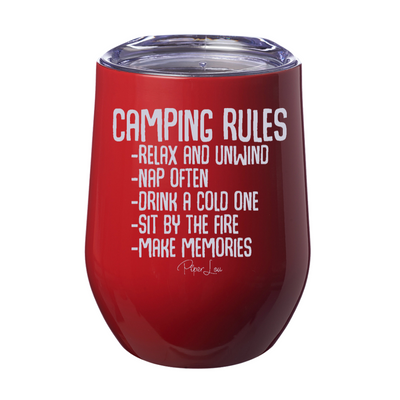 Camping Rules 12oz Stemless Wine Cup