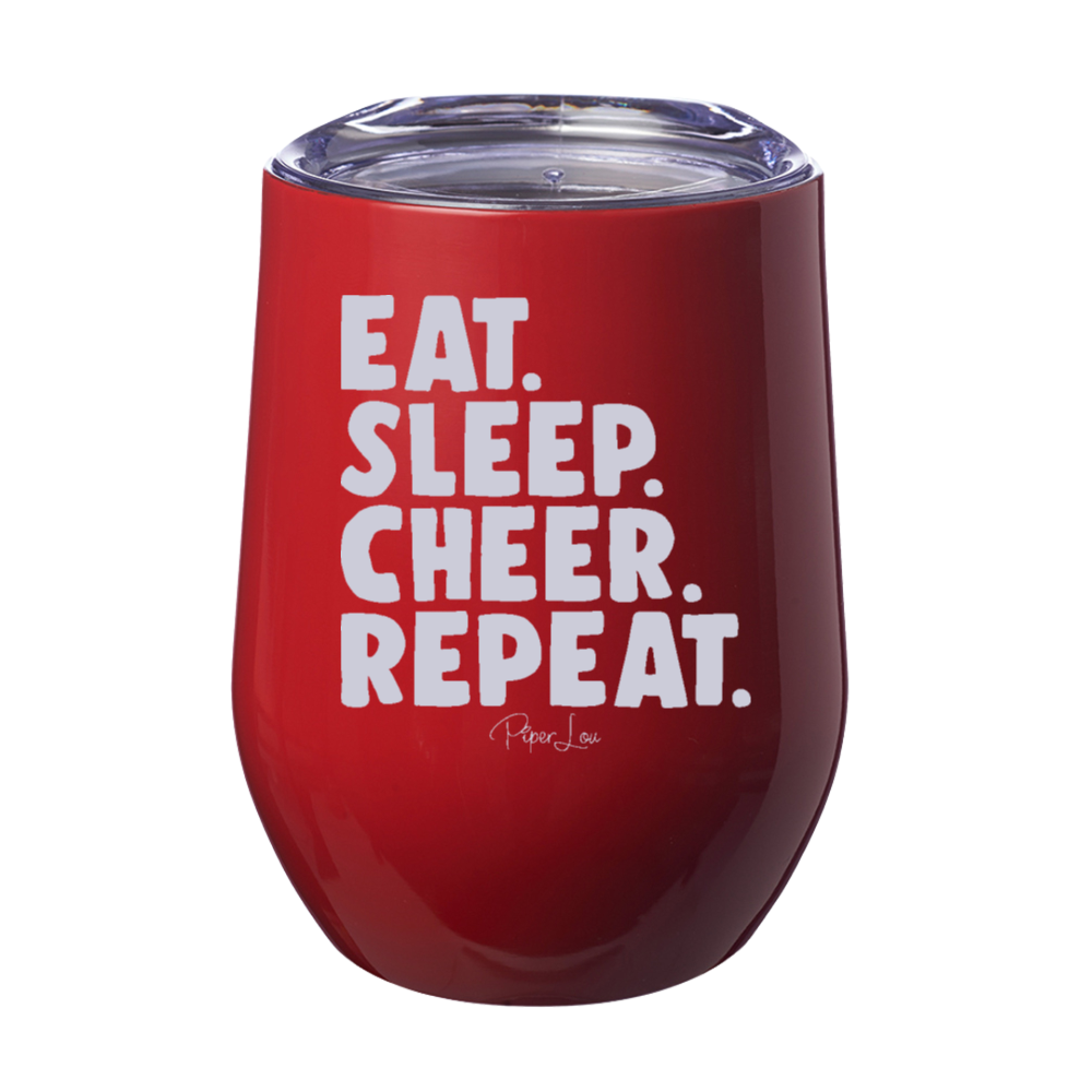 Eat Sleep Cheer Repeat 12oz Stemless Wine Cup