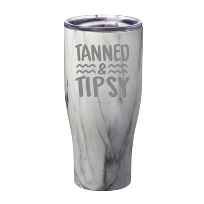 Tanned And Tipsy Laser Etched Tumbler