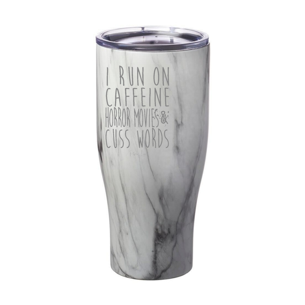 I Run On Horror Movies Laser Etched Tumbler