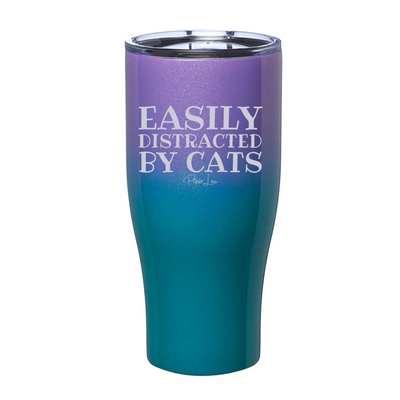 Easily Distracted By Cats Laser Etched Tumbler