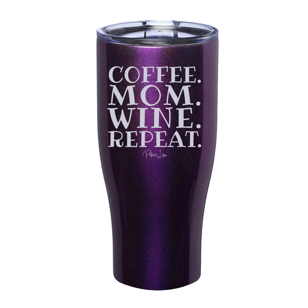 Coffee Mom Wine Repeat Laser Etched Tumbler