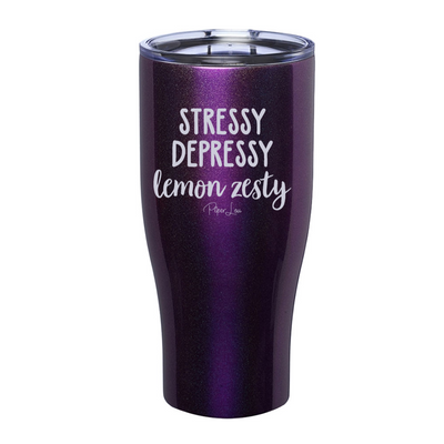 Stressy Depressy Lemon Zesty Laser Etched Tumbler