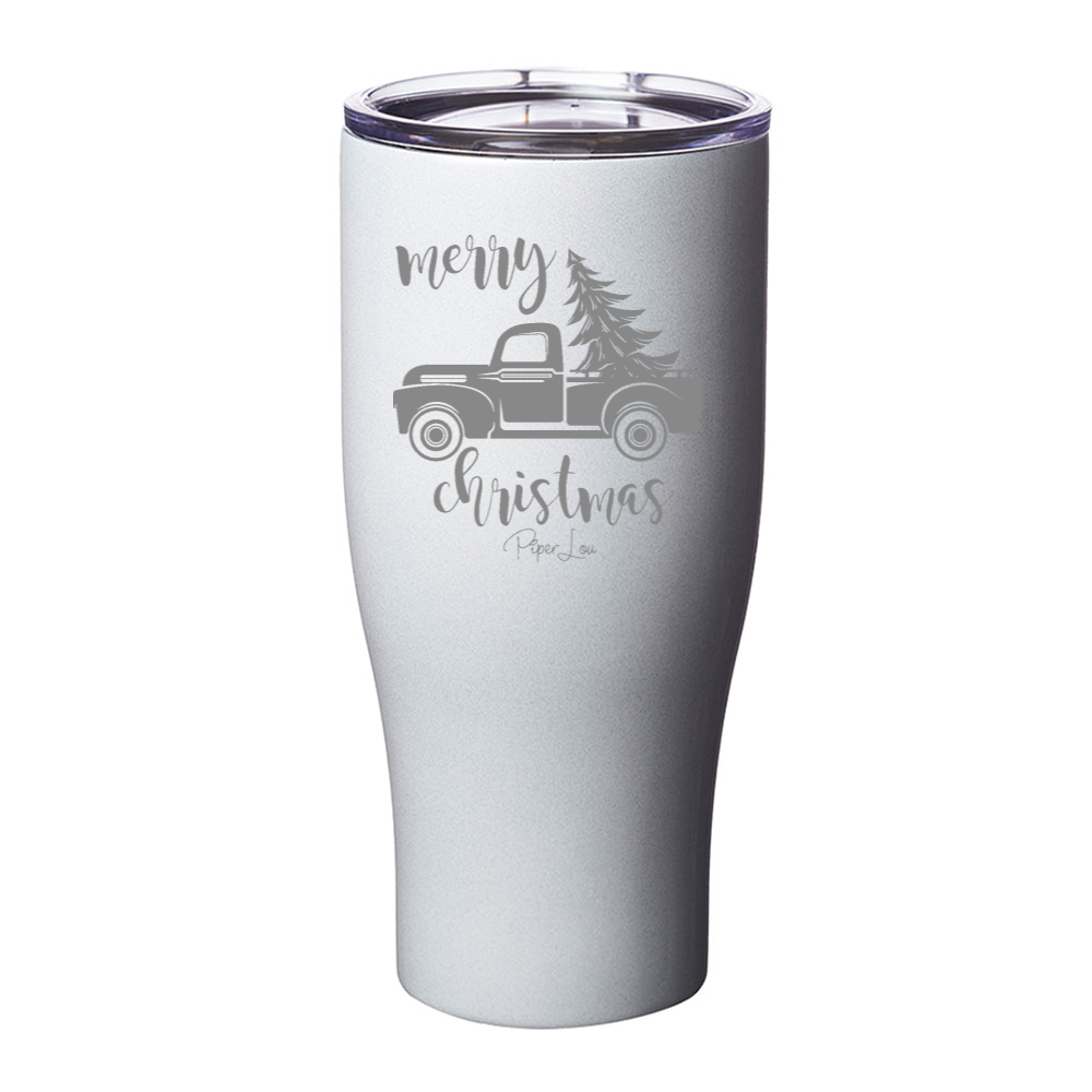 Merry Christmas Truck Laser Etched Tumbler