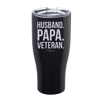 Husband Papa Veteran Laser Etched Tumbler