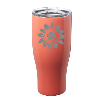 Sunflower Paw Print Laser Etched Tumbler
