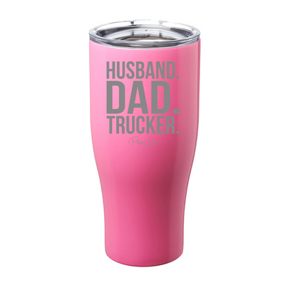 Husband Dad Trucker Laser Etched Tumbler