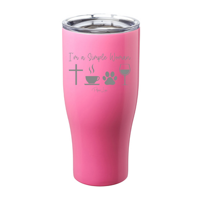 I'm A Simple Woman Cross Coffee Paw Wine Laser Etched Tumbler
