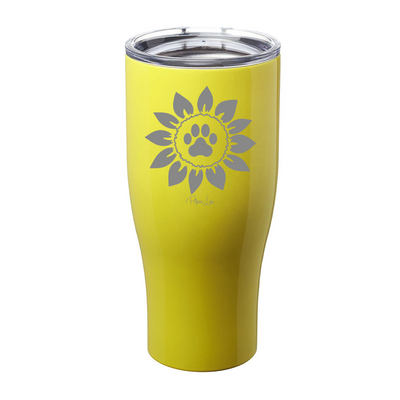 Sunflower Paw Print Laser Etched Tumbler