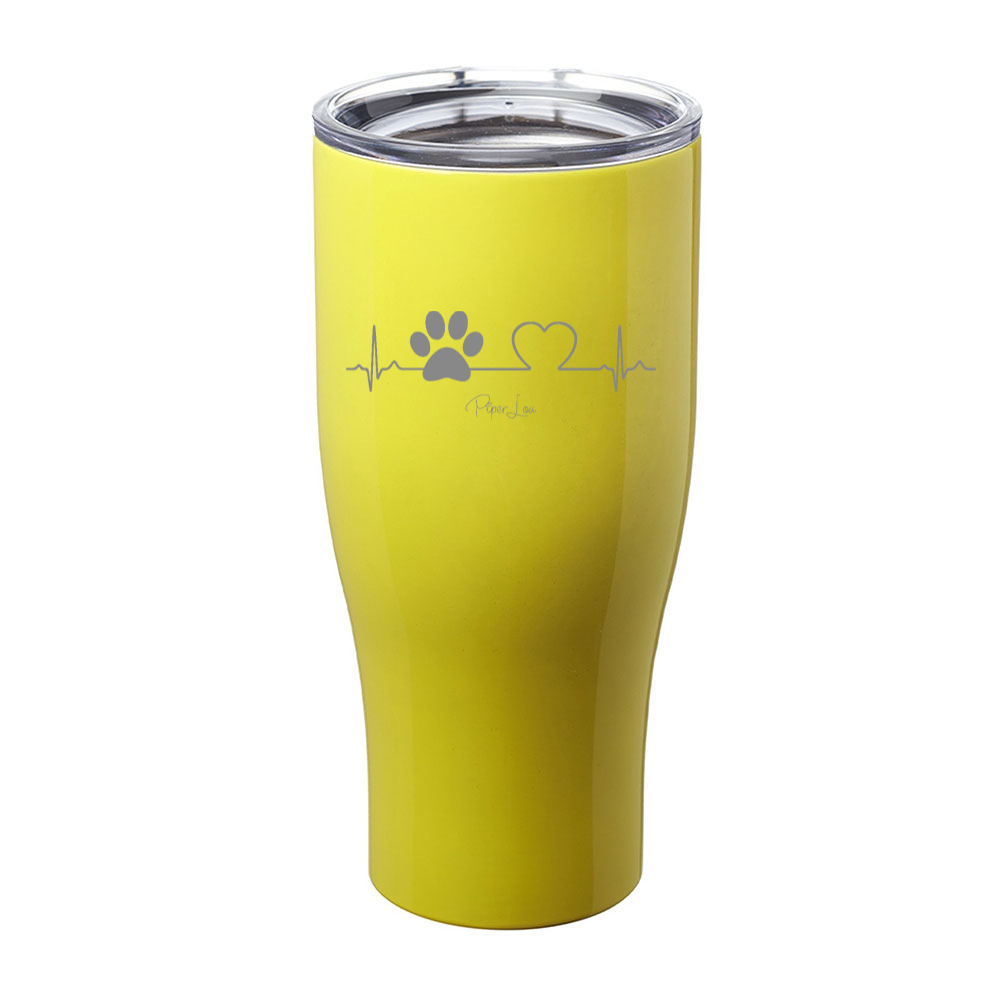 Heartbeat Paw Print Laser Etched Tumbler