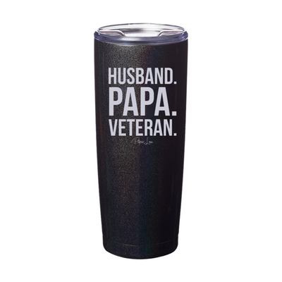 Husband Papa Veteran Laser Etched Tumbler