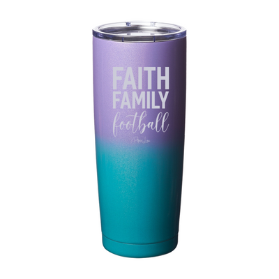 Faith Family Football Laser Etched Tumbler