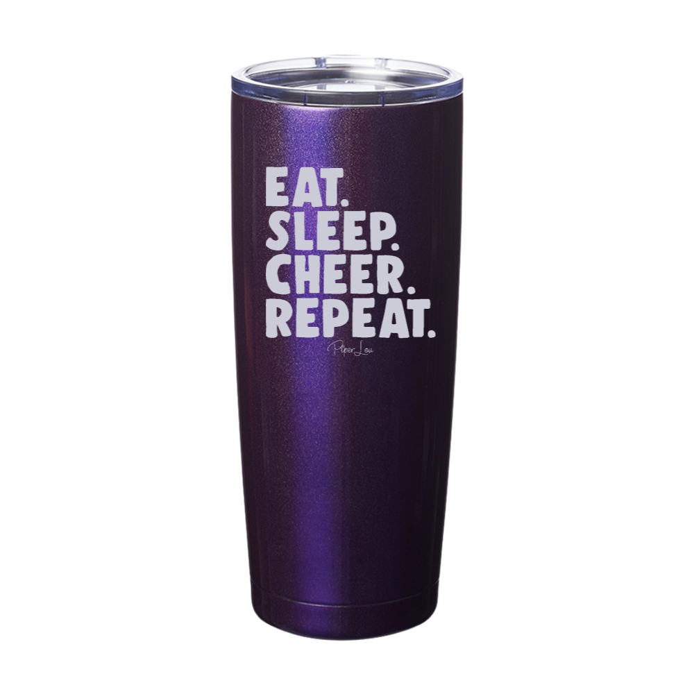 Eat Sleep Cheer Repeat Laser Etched Tumbler