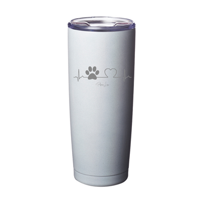 Heartbeat Paw Print Laser Etched Tumbler