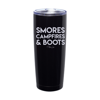 Smores Campfires And Boots Laser Etched Tumbler