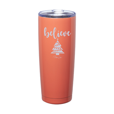 Believe Christmas Tree Laser Etched Tumbler