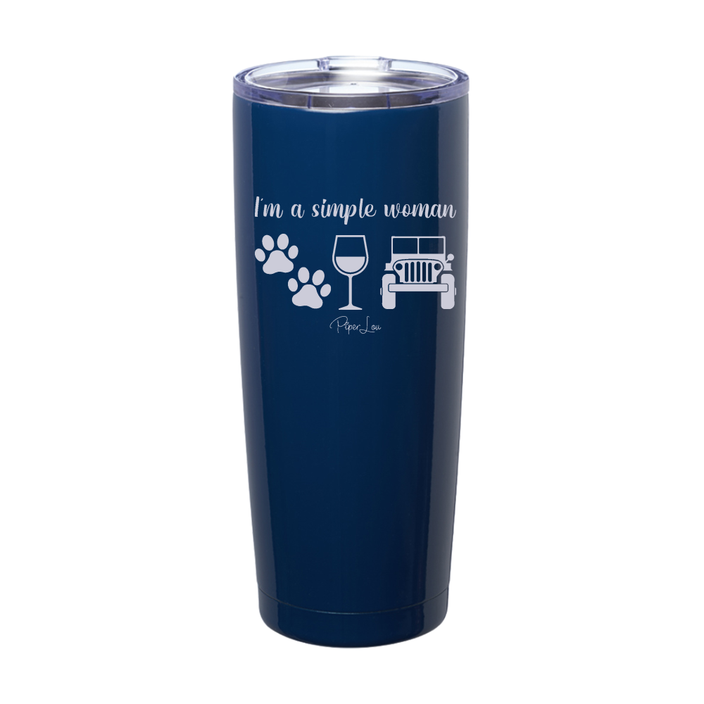 I'm A Simple Woman Paw Prints Wine Jeep Laser Etched Tumbler