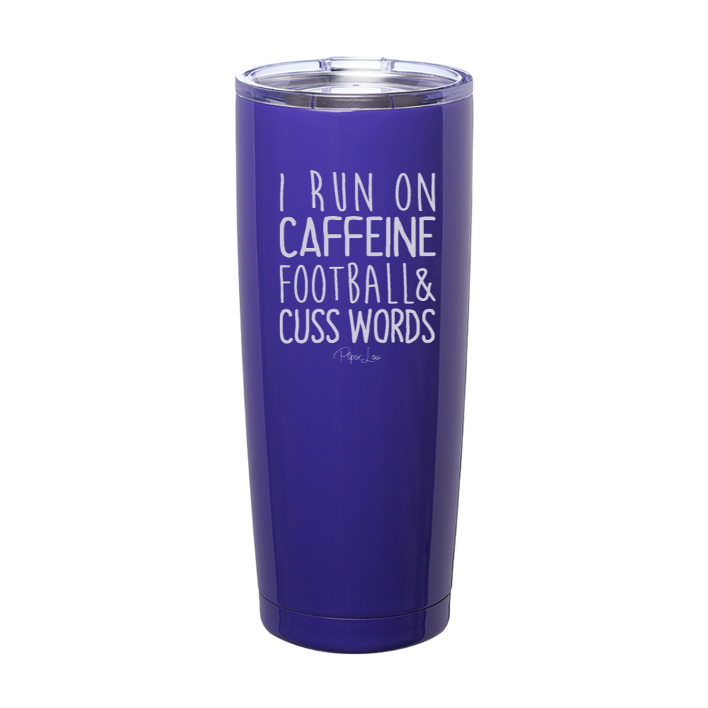 I Run On Football Laser Etched Tumbler